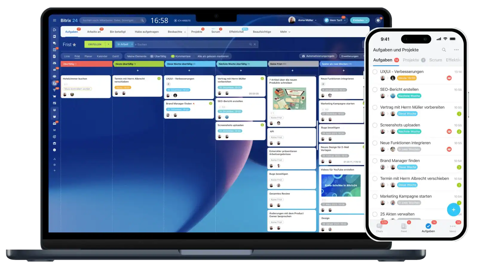 Digitale Aufgaben- und Projektübersicht als Beispiel für praxisorientierte CRM Beratung und effizientes Teammanagement