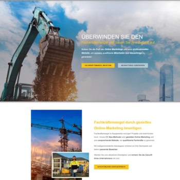 Website für Bauunternehmen mit Fokus auf Online-Rekrutierung und Fachkräftemangel.