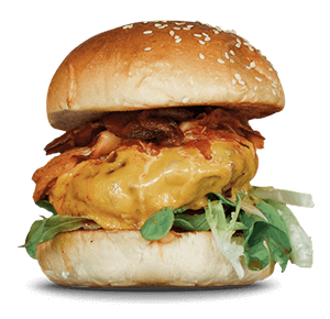 Klassischer Hamburger mit saftigem Patty, Käse und frischem Salat.