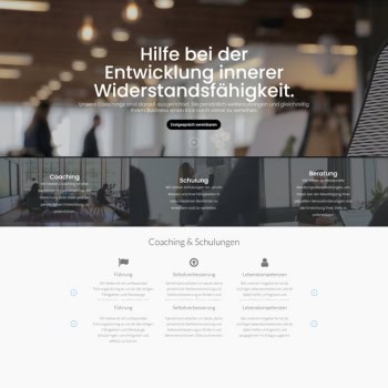 Website für Coaching und Schulung mit übersichtlicher Dienstleistungsstruktur.