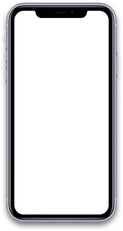 Abbildung eines modernen Smartphones mit schwarzem Bildschirm auf transparentem Hintergrund.