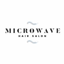 MicroWave Friseursalon Logo, modernes Logo mit Wellenmuster.