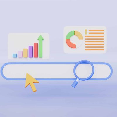 417129103 Symbolgrafik mit Suchleiste, Balkendiagramm und Analyse-Icons – Darstellung für Local Listings und lokale SEO-Auswertung.