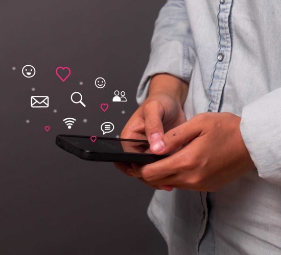 A young woman using a smartphone to open social media application Online dating or chat with friends